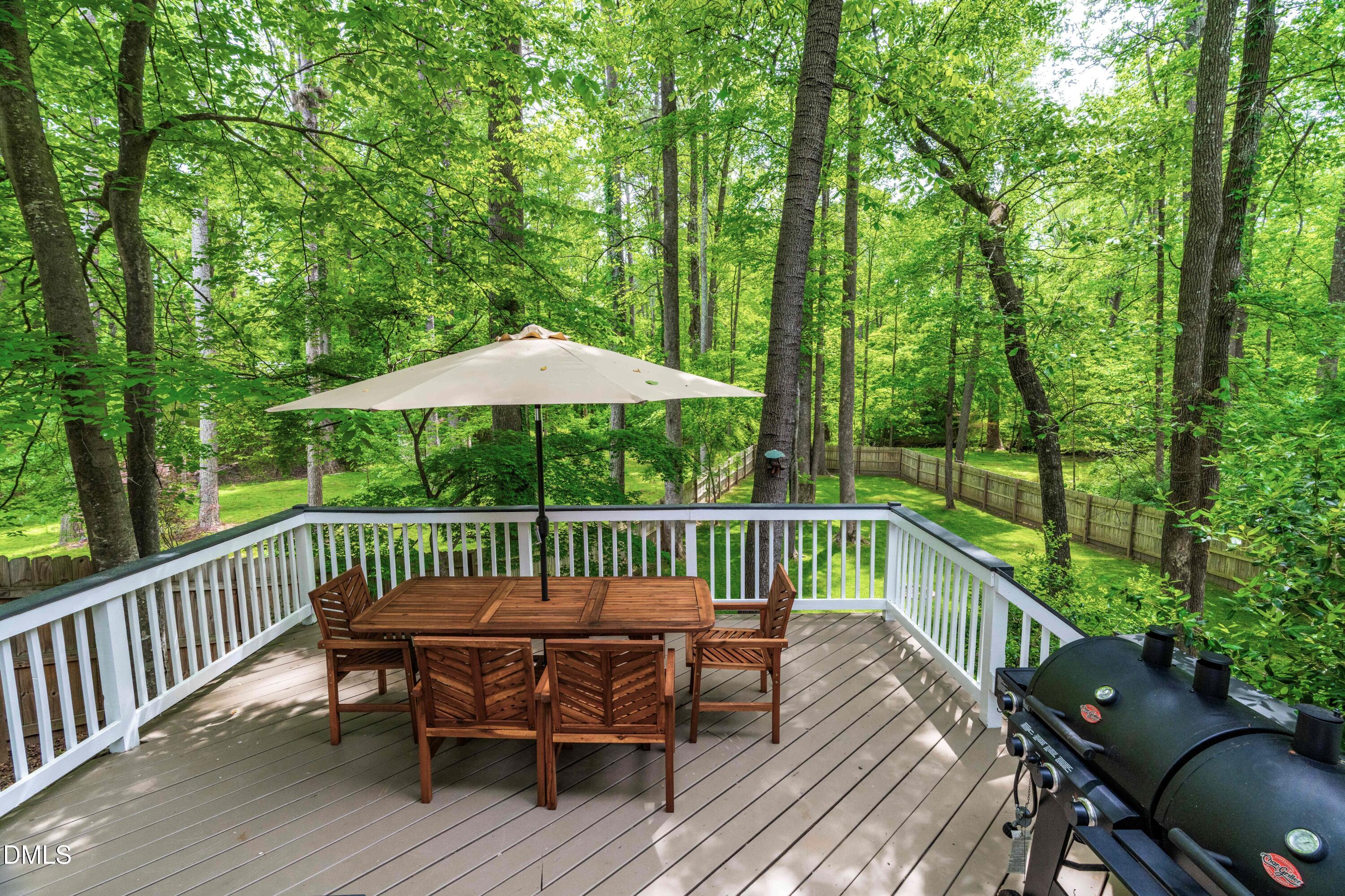 1109 Theresa Court Raleigh, NC 27615 - Photo 33 of 39 a view of a wooden deck with furniture