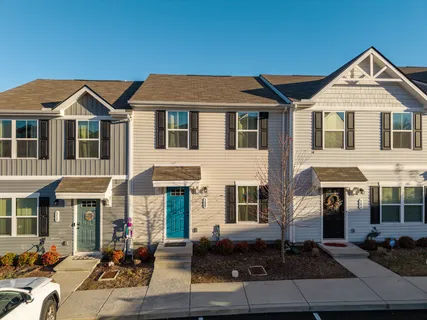 a front view of multiple houses