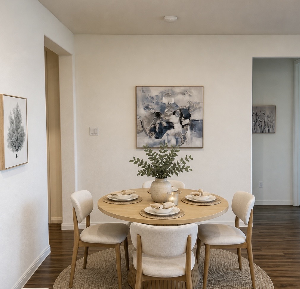 2016 Wooded Run Trail Georgetown, TX 78628 - Photo 4 of 16 Dining area featuring light wood-finish flooring, white walls, and an open doorway