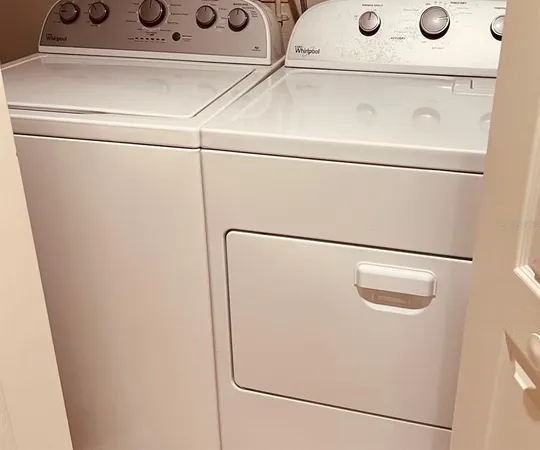a close view of washer and dryer