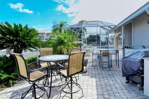 a view of an outdoor seating area