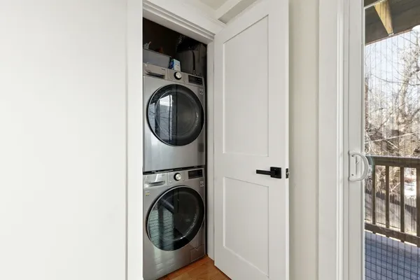 a utility room with dryer and washer