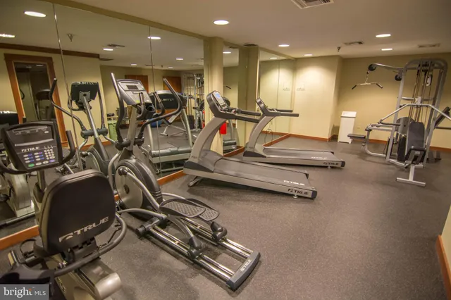 a view of a room with gym equipment