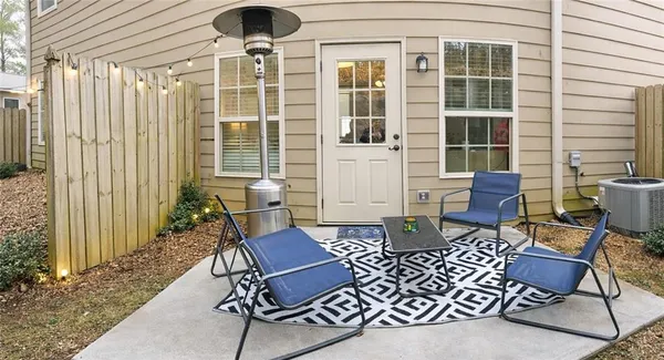 a outdoor space with furniture