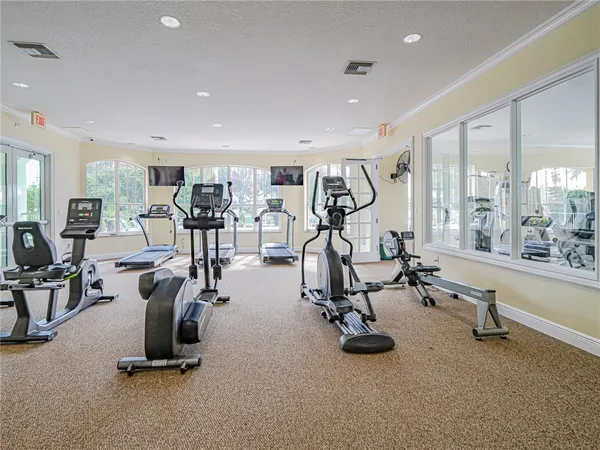 a view of a room with gym equipment
