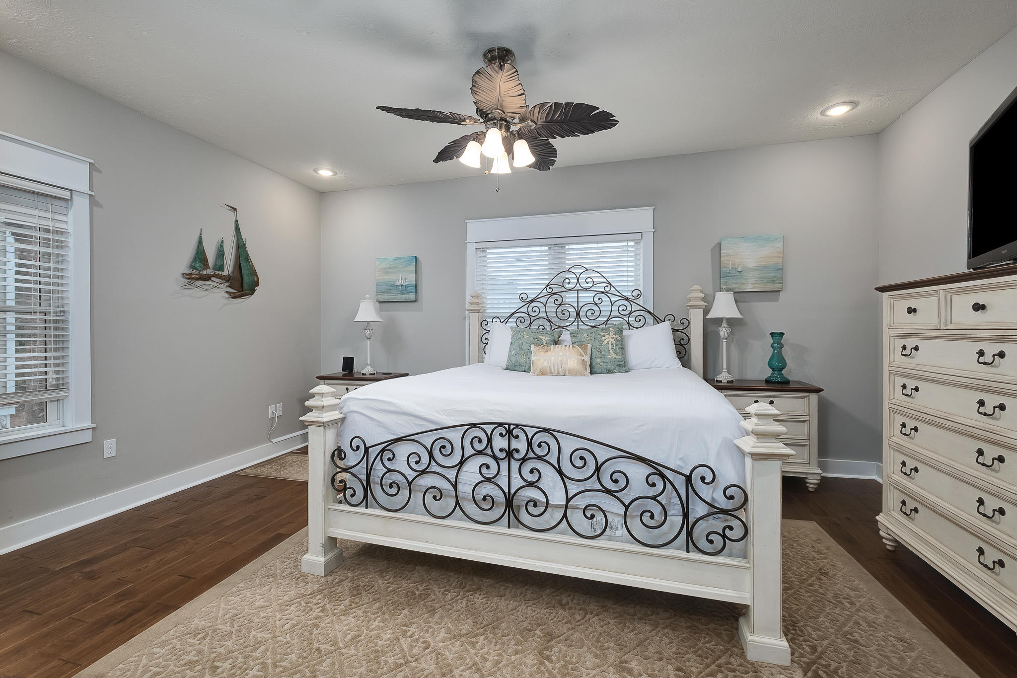 8968 East County Highway 30A Inlet Beach, FL 32461 - Photo 7 of 46 a bedroom with a bed and a flat tv screen on dresser