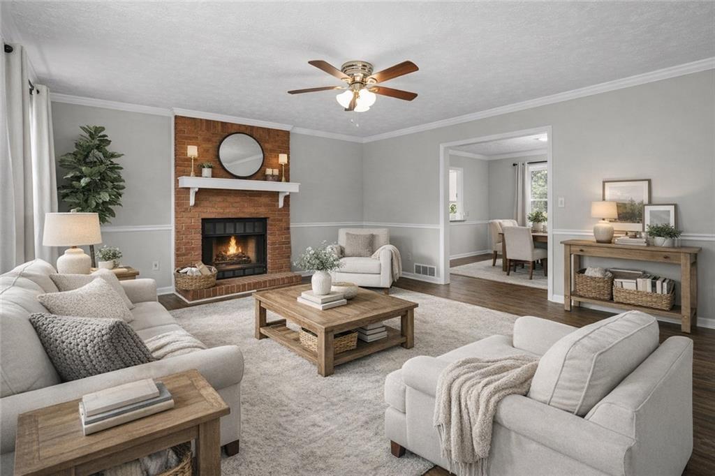 474 Daisy Trail Lawrenceville, GA 30046 - Photo 11 of 41 a living room with furniture and a fireplace