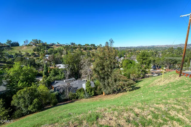 a view of a city with lush green forest