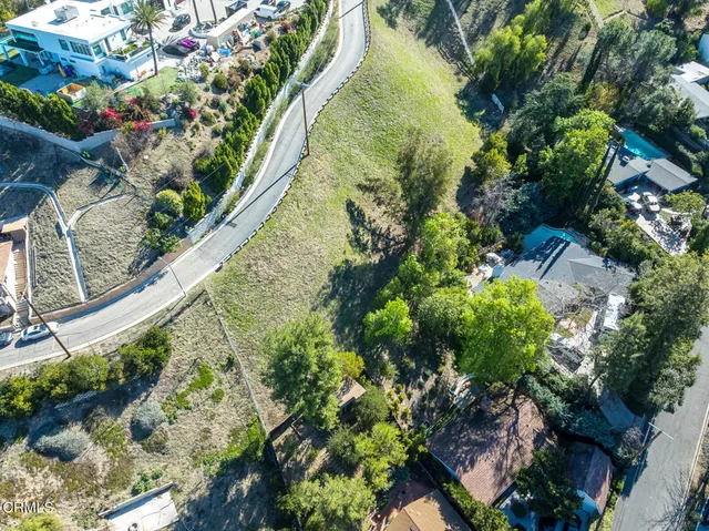 a view of a garden with a flower garden