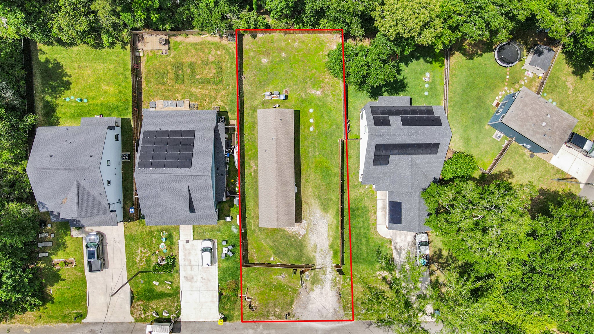 14961 Lamar Road Willis, TX 77378 - Photo 28 of 31 Bird’s-eye view showcasing the full lot with outlined boundaries.