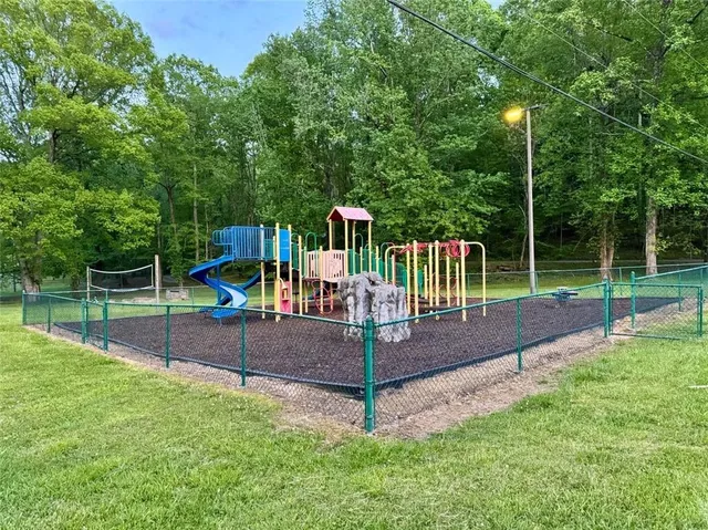 a view of a park with slide