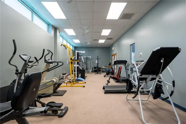 a view of a room with gym equipment