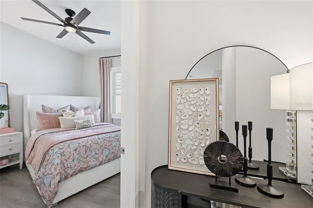 an aerial view of a house with outdoor space and lake view