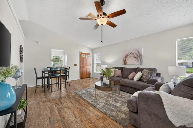 a living room with furniture