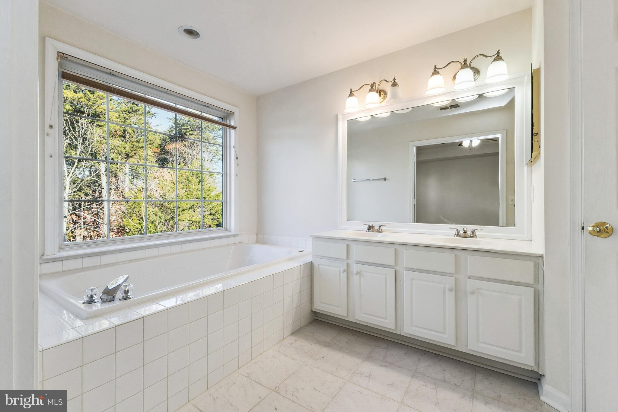 13083 Rose Petal Circle Herndon, VA 20171 - Photo 14 of 29 a bathroom with a tub sink and mirror
