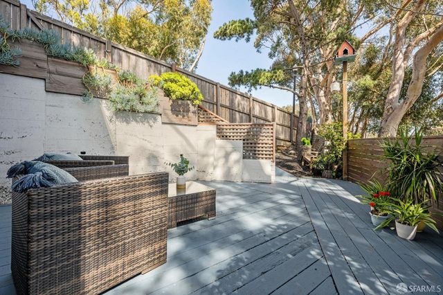 a outdoor living space with furniture