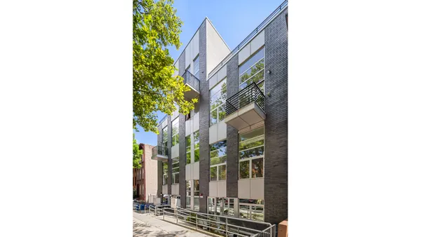 a front view of a building