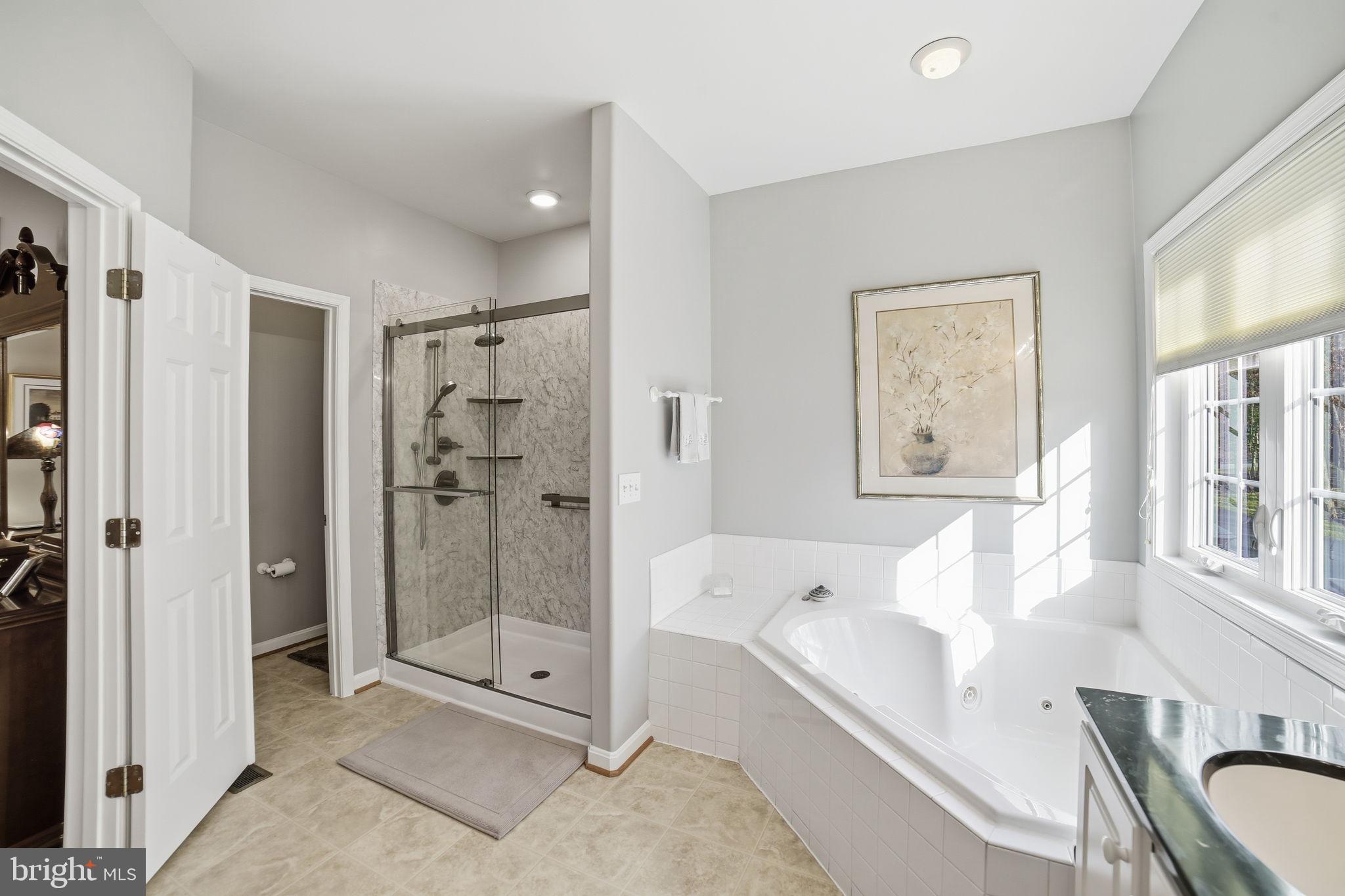 7730 Riparian Court Fredericksburg, VA 22408 - Photo 13 of 24 a spacious bathroom with a tub shower and mirror
