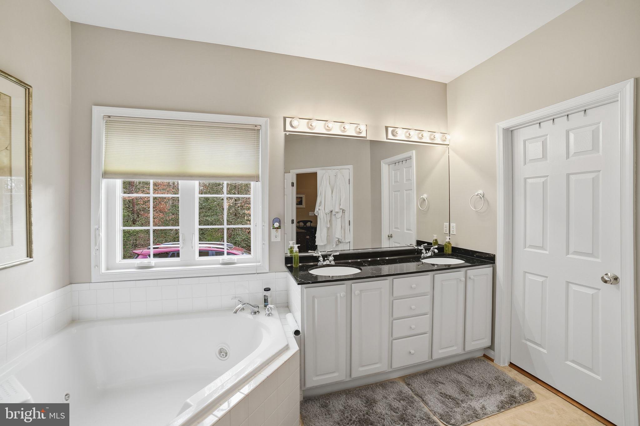 7730 Riparian Court Fredericksburg, VA 22408 - Photo 14 of 24 a bathroom with a granite countertop tub sink and mirror