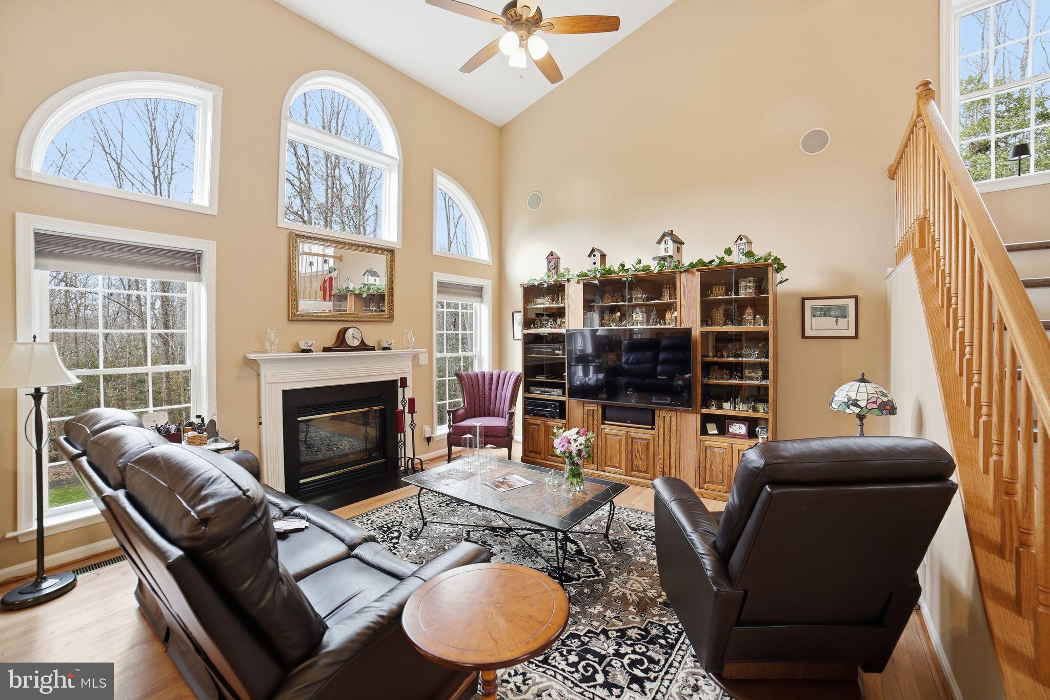 7730 Riparian Court Fredericksburg, VA 22408 - Photo 9 of 24 a living room with furniture a rug a fireplace and a large window