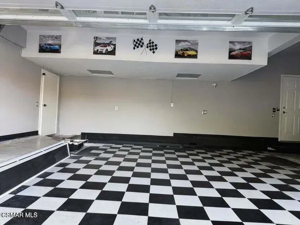 a black and white checkered floor