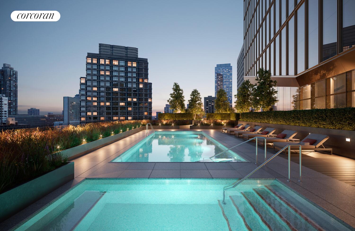 50 West 66th Street, Unit 10C Manhattan, NY 10023 - Photo 31 of 33 a view of a swimming pool with outdoor seating and plants