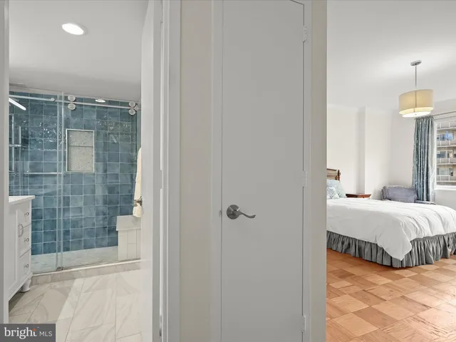 a view of a bathroom with a washer and dryer