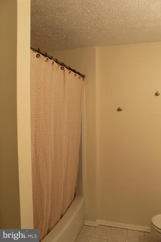 a bathroom with a shower and a toilet