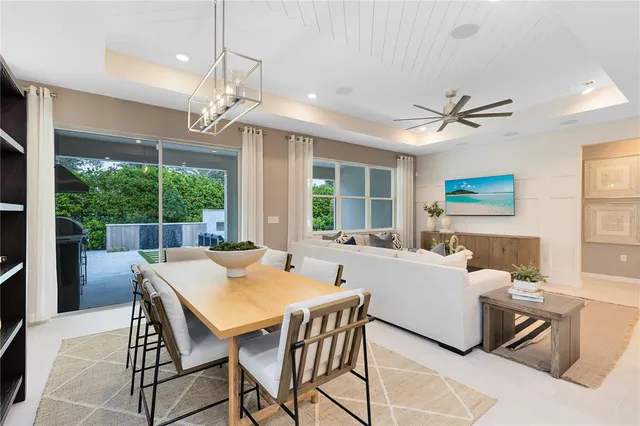 a view of a dining area with furniture