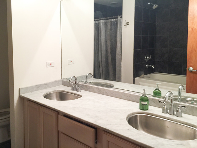 6 South Laflin Street, Unit 308 Chicago, IL 60607 - Photo 8 of 16 a bathroom with a sink and a mirror