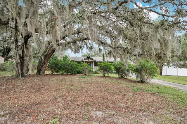 a backyard of a house with lots of green space