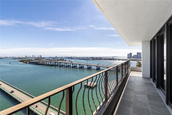 a view of balcony and city