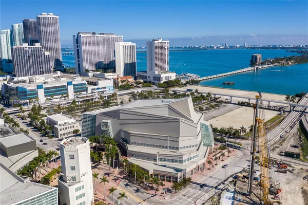 a view of a city with tall buildings