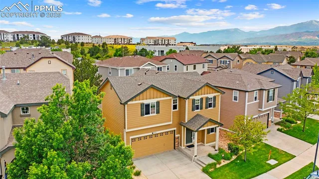 an aerial view of a house