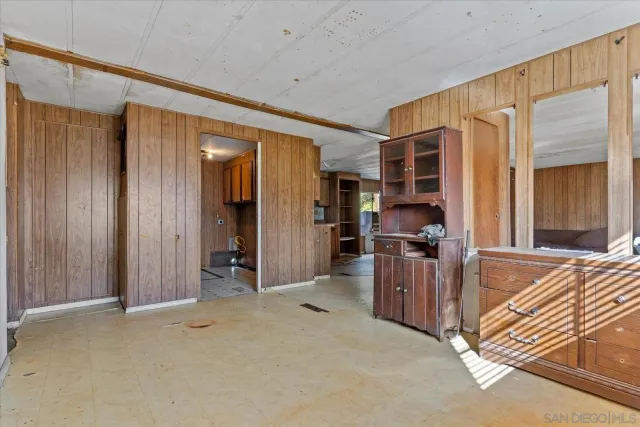 an empty room with closet