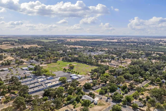 an aerial view of a city