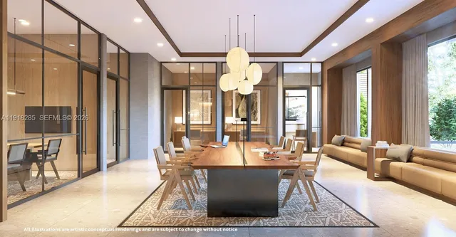 a swimming pool with outdoor seating and city view