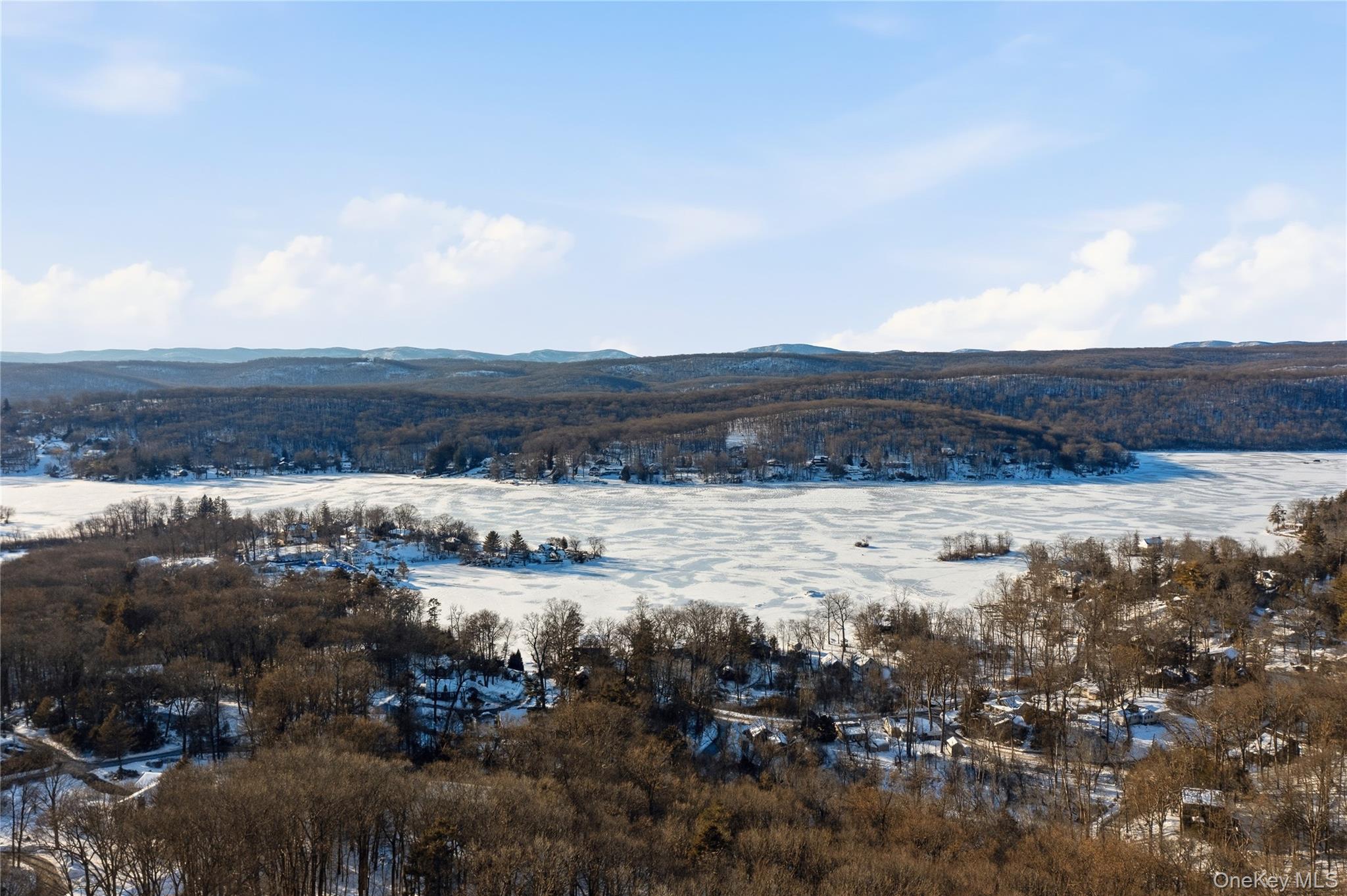 a view of lake and mountain