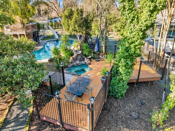 a view of outdoor space and swimming pool