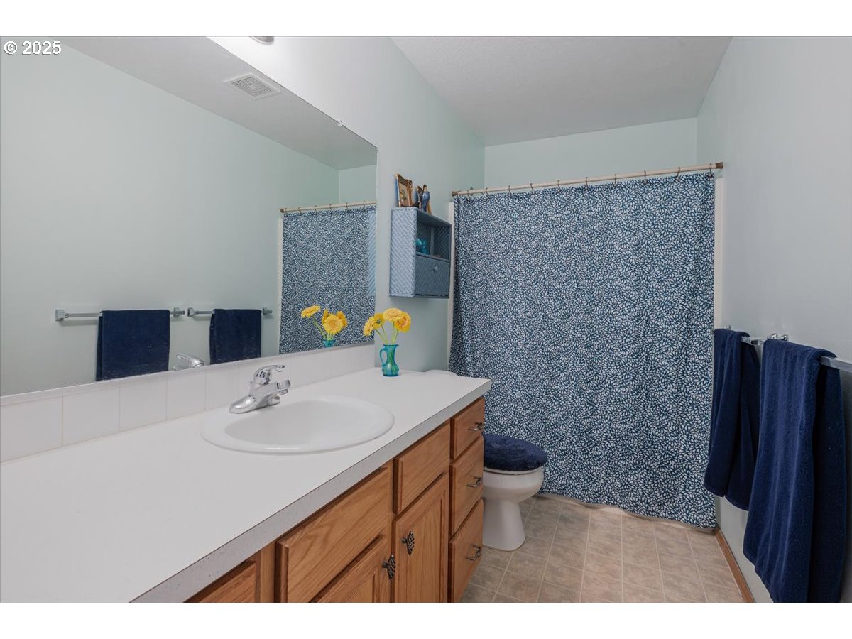 287 Southwest Oliver Court Dundee, OR 97115 - Photo 36 of 41 a bathroom with a sink a toilet and mirror