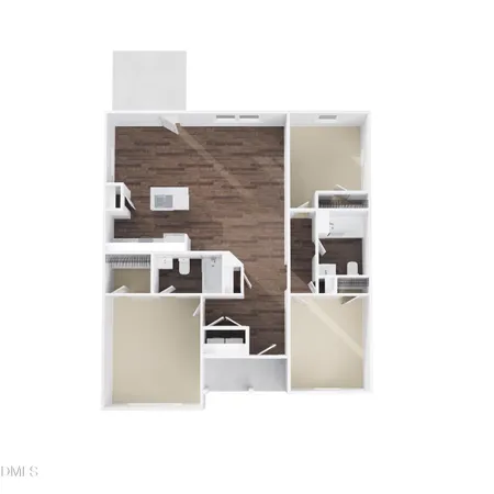 a upper view of a kitchen with stainless steel appliances kitchen island