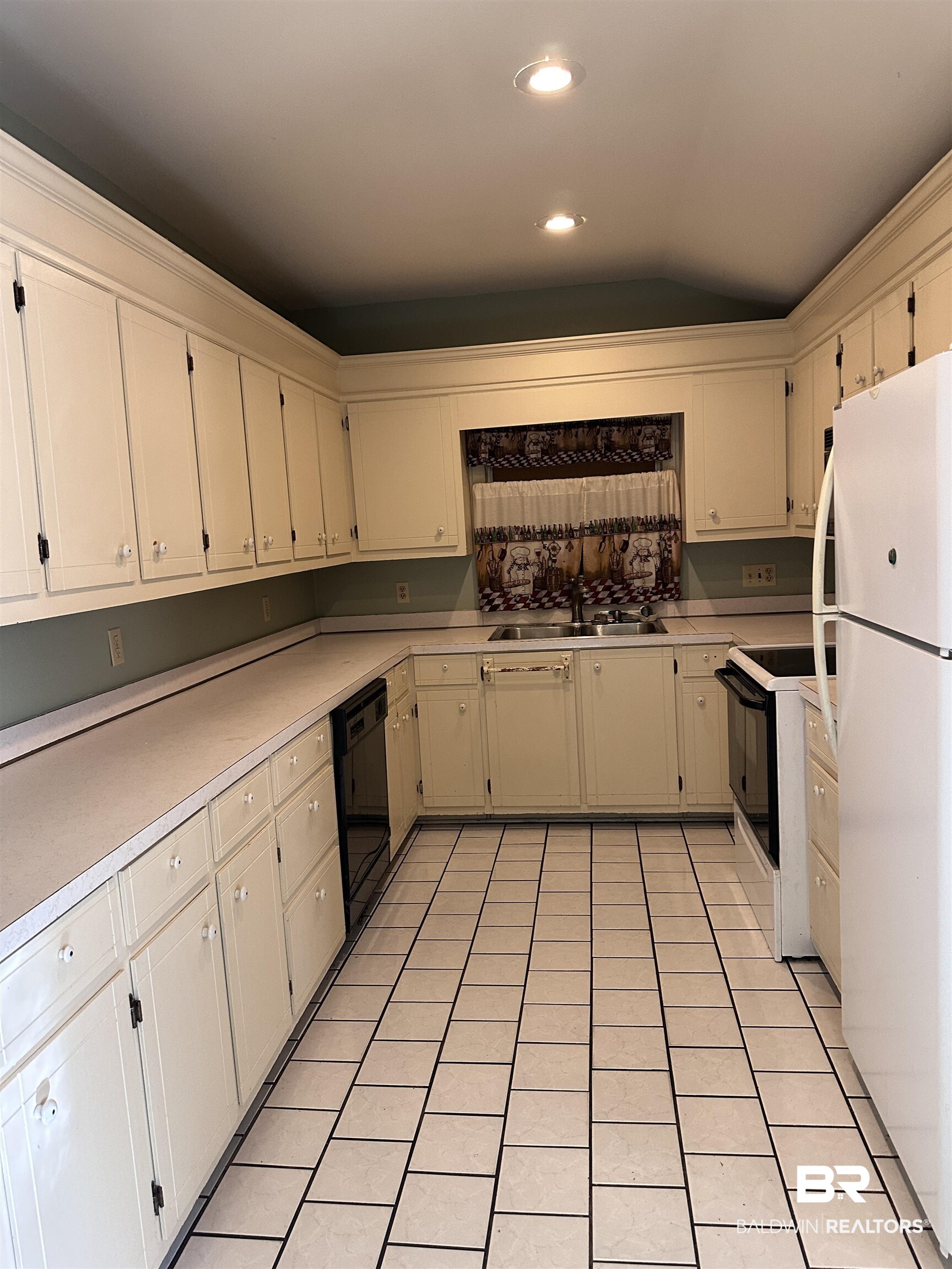 16646 County Road 26 Foley, AL 36535 - Photo 7 of 21 Kitchen featuring range with electric stovetop, light tile patterned flooring, dishwasher, sink, and white fridge