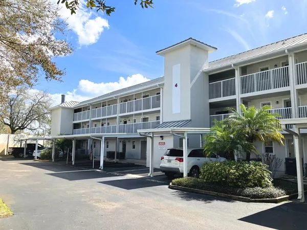 a front view of a building with street view