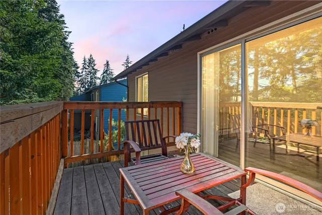 a deck view with a seating space