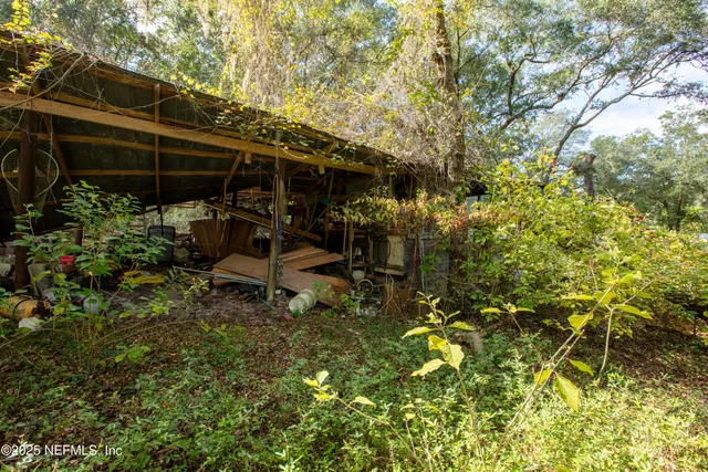 a view of a backyard