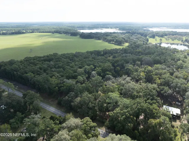 a view of a lake with a city