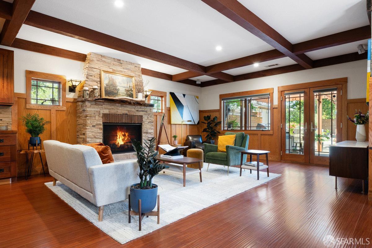 2445 Encinal Avenue Alameda, CA 94501 - Photo 12 of 78 a living room with furniture wooden floor and a fireplace