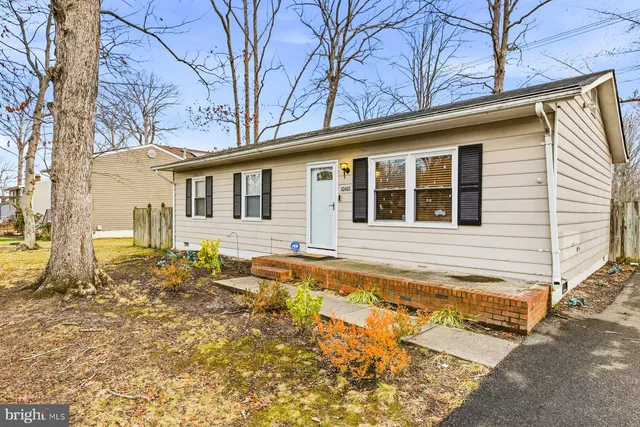 a front view of a house with a large tree