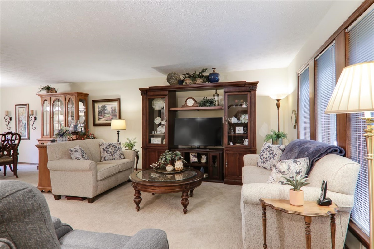 21 Bent Tree Lane Towanda, IL 61776 - Photo 20 of 49 a living room with furniture a flat screen tv and a fireplace
