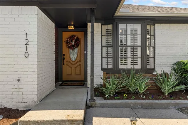 a potted plant sitting in front of a door